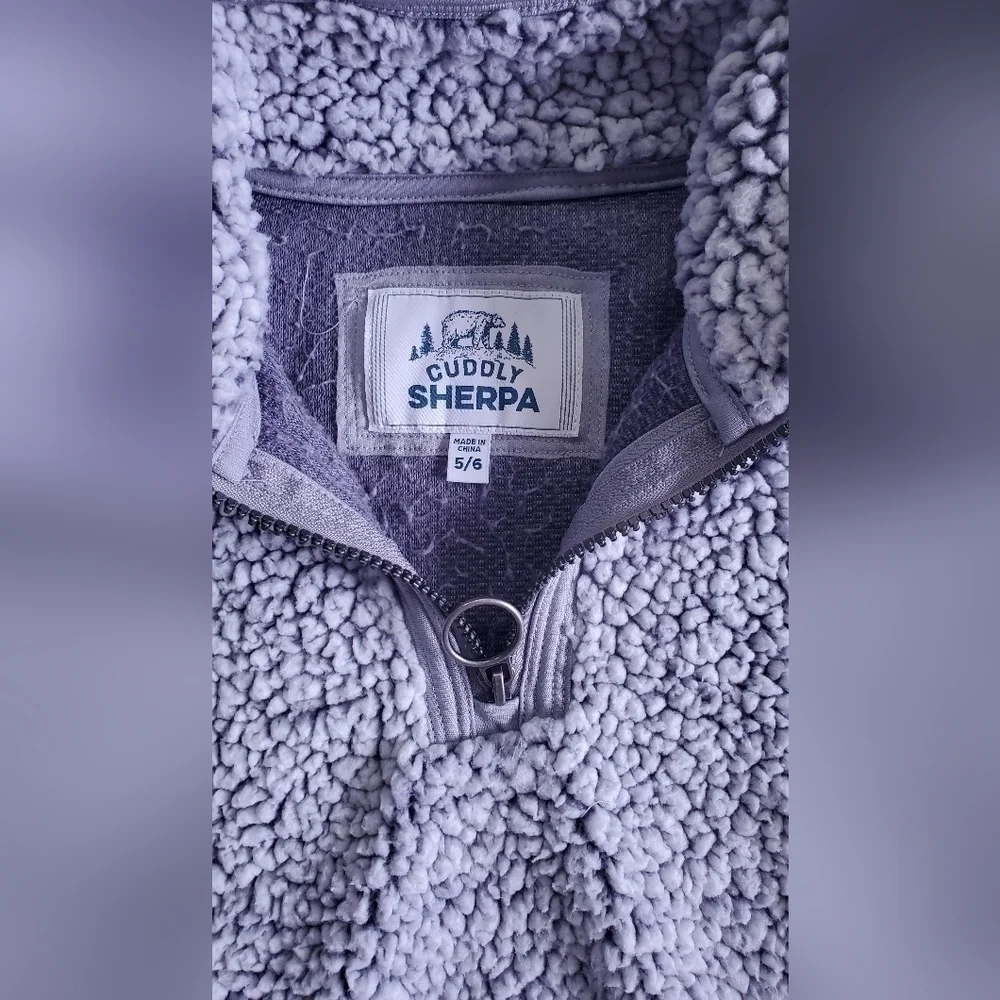 Cuddly Sherpa Pullover Girls Grey Jacket Size‎ 5/6